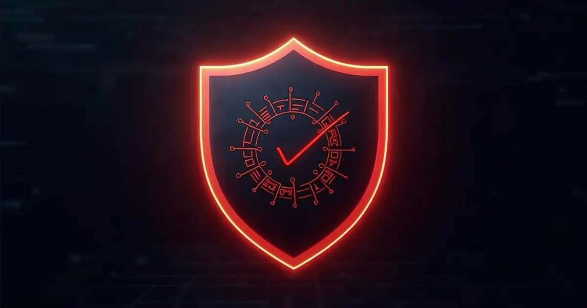 Security shield with code audit symbols